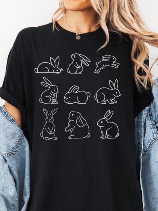 Tops - Graphic Bunny Easter Shirt, Rabbit Lover Gift, Gift For Easter